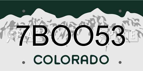 7BOO53 Colorado License Plate