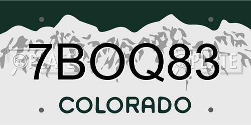 7BOQ83 Colorado License Plate