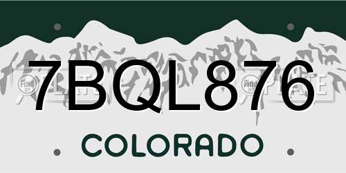 7BQL876 Colorado License Plate