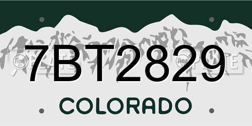7BT2829 Colorado License Plate
