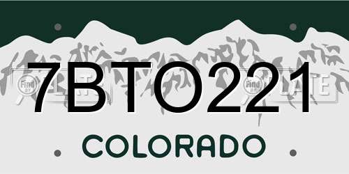 7BTO221 Colorado License Plate