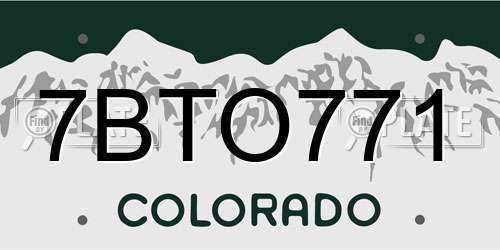 7BTO771 Colorado License Plate