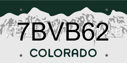 7BVB62 Colorado License Plate