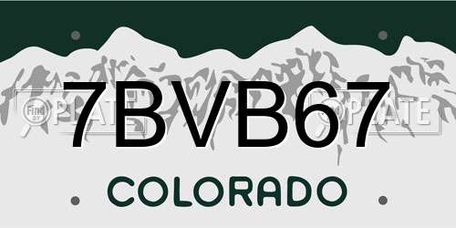 7BVB67 Colorado License Plate