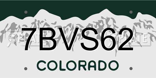7BVS62 Colorado License Plate