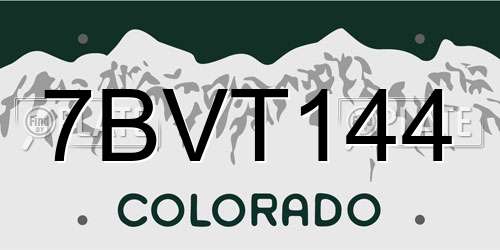 7BVT144 Colorado License Plate