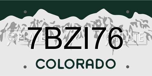 7BZI76 Colorado License Plate