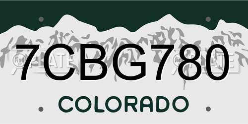 7CBG780 Colorado License Plate