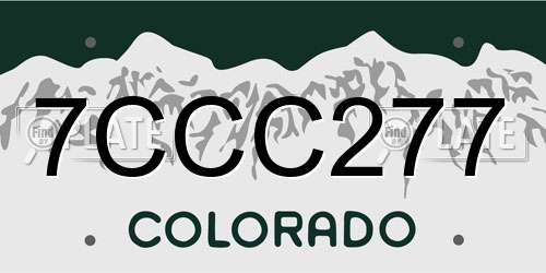 7CCC277 Colorado License Plate