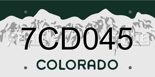 7CD045 Colorado License Plate