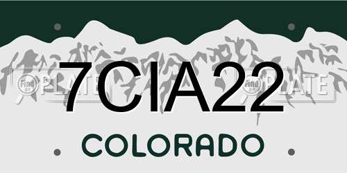 7CIA22 Colorado License Plate