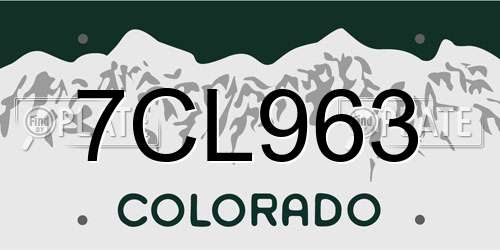 7CL963 Colorado License Plate