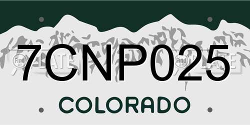 7CNP025 Colorado License Plate