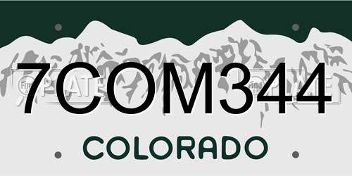 7COM344 Colorado License Plate