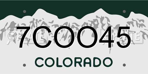 7COO45 Colorado License Plate