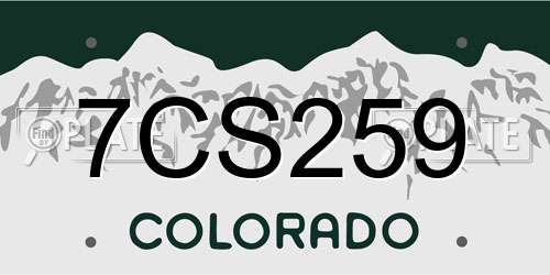 7CS259 Colorado License Plate