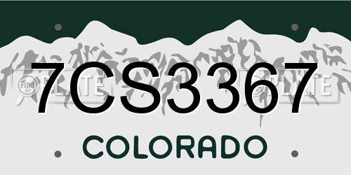 7CS3367 Colorado License Plate