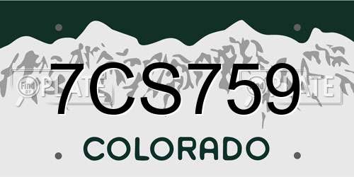 7CS759 Colorado License Plate
