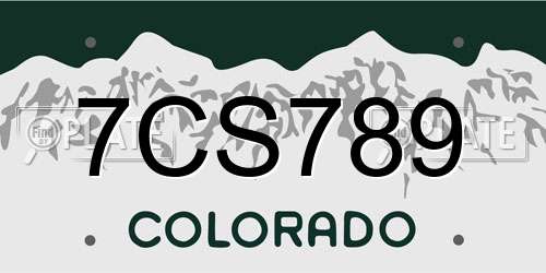 7CS789 Colorado License Plate