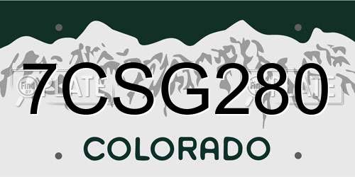 7CSG280 Colorado License Plate