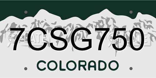 7CSG750 Colorado License Plate