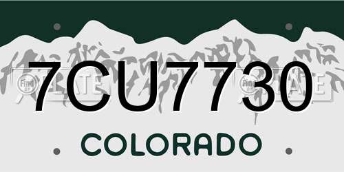 7CU7730 Colorado License Plate