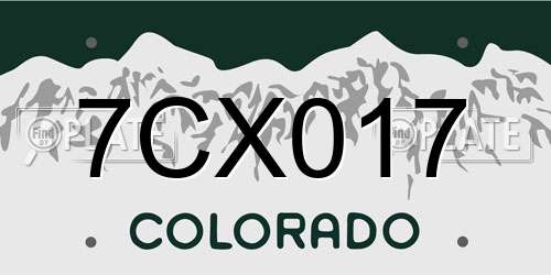 7CX017 Colorado License Plate