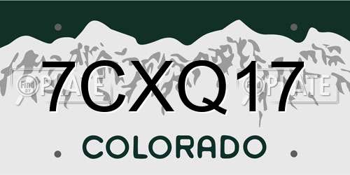 7CXQ17 Colorado License Plate