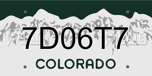 7D06T7 Colorado License Plate