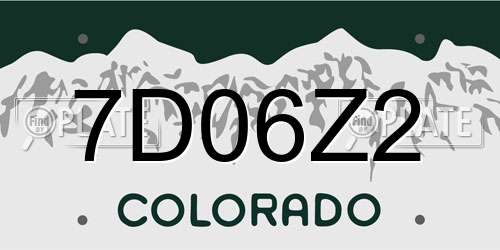 7D06Z2 Colorado License Plate