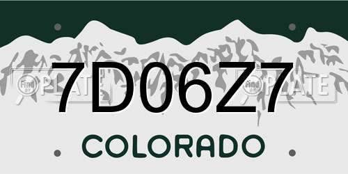 7D06Z7 Colorado License Plate
