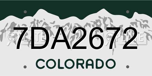7DA2672 Colorado License Plate