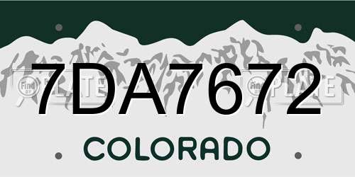7DA7672 Colorado License Plate