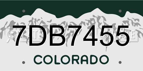 7DB7455 Colorado License Plate