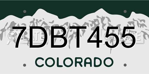 7DBT455 Colorado License Plate