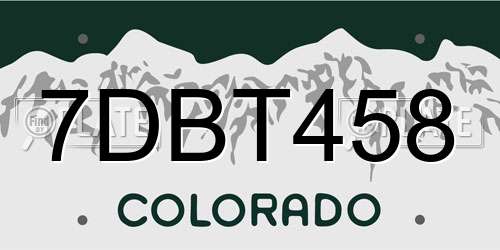7DBT458 Colorado License Plate