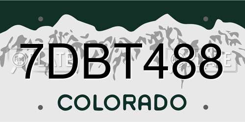 7DBT488 Colorado License Plate