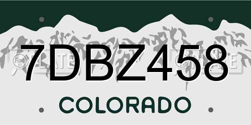 7DBZ458 Colorado License Plate