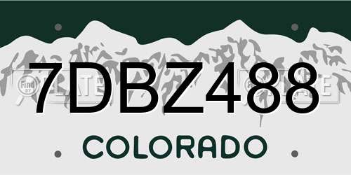 7DBZ488 Colorado License Plate