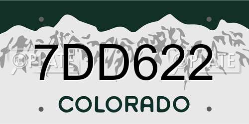 7DD622 Colorado License Plate