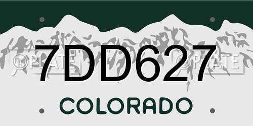 7DD627 Colorado License Plate
