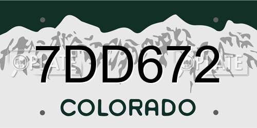 7DD672 Colorado License Plate
