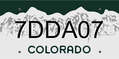 7DDA07 Colorado License Plate