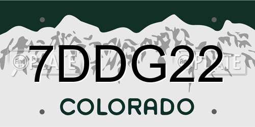 7DDG22 Colorado License Plate