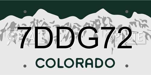 7DDG72 Colorado License Plate