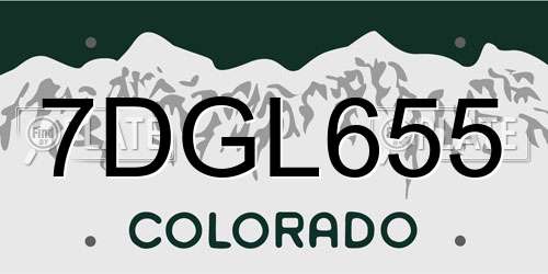 7DGL655 Colorado License Plate