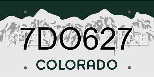 7DO627 Colorado License Plate