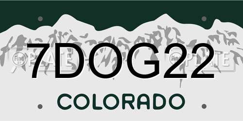 7DOG22 Colorado License Plate