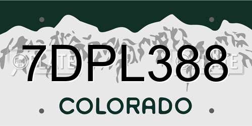 7DPL388 Colorado License Plate