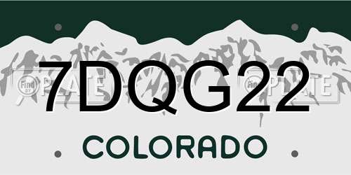 7DQG22 Colorado License Plate